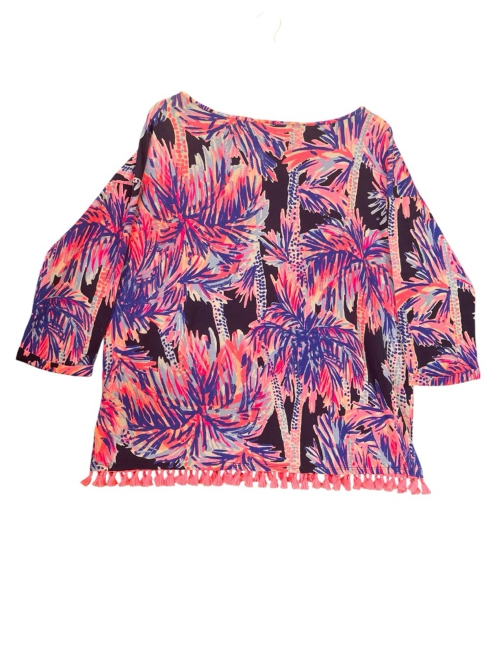 Lilly Pulitzer Mercer Top in Bright Navy Palms Up – Sz L - Picture 3 of 14